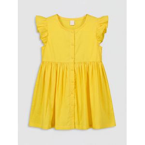 LC Waikiki Crew Neck Ruffled Girl's Linen Dress