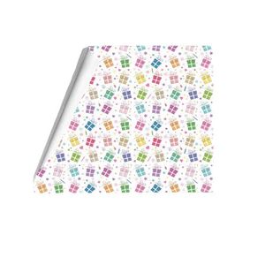 Gift Wrapping Paper, Colourful Birthday Present Pattern, White, Festive Theme size (50x70)