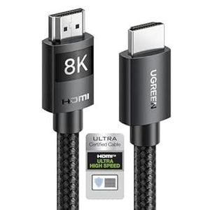 Ugreen  HDMI Cable HDMI 1M 8K HDMI 2.1 Ultra HD High-Speed 48Gbps 8K@60Hz HDMI Braided Cord eARC Dynamic HDR Dolby Vision Compatible with MacBook Pro PS5 Switch TV Xbox Roku UHD TV Blu-ray Projector