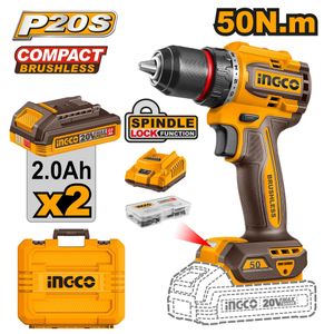 Ingco 20V Cordless Hammer Drill – 50Nm – 2 Batteries with Charger