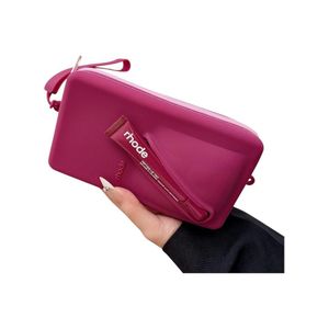 rhode Pouch Bag with Adjustable Strap & Lip Gloss – Stylish Mini Cosmetic Bag for Makeup, Travel, and Daily Essentials (Raspberry B)