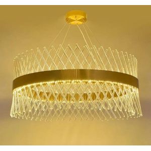 نجفة سقف كريستال عصرية من انارا، 0 لمبة، 60 * 60 * 100 سم، 60 واط، 3 اوضاع اضاءة، تصميم كريستالي - ذهبي