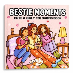 كتاب تلوين Bestie Moments للفتيات - كتاب تلوين كيوت ولطيف يحتوي على أكثر من 50 رسمة مريحة وممتعة - مناسب للمراهقات ومحبي التلوين والاسترخاء