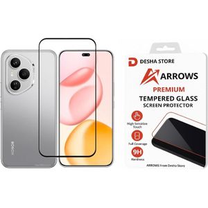ARROWS شاشة حماية من الزجاج المقوى بدرجة صلابة 9 من اروز متوافقة مع هونر 400 برو - اطار اسود، تقنية اي اس دي المضادة للغبار، مقاومة للخدش، تركيب خالٍ من الفقاعات، وضوح HD (قطعة واحدة)