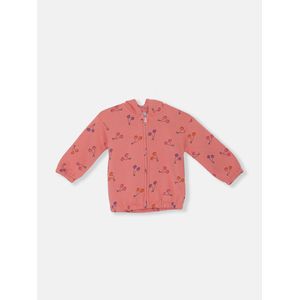 LC Waikiki Hooded Long Sleeve Patterned Baby Girl Zipper Sweatshirt