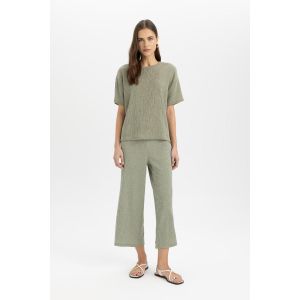 Defacto Woman Wide Leg Trousers - Lt.Khaki