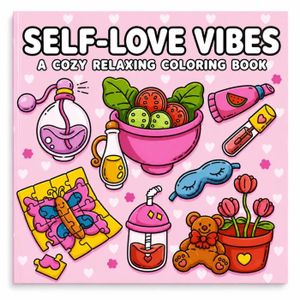 Self-Love Vibes Cozy Relaxing Coloring Book - 50+ Cute Illustrations for Self-Care, Stress Relief and Creative Relaxation