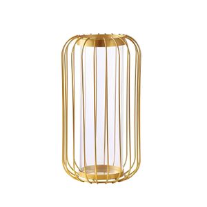 Vase - Tall Gold Geometric Decorative Vase for Elegant Artificial Flowers and Aquatic Plants, Modern Home Decor Accent Piece, Perfect for Living Room Table. Centerpiece Display, 22cm Height Size