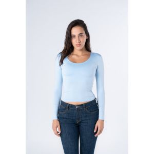 OUTDATED Wide Neck Long Sleeve - Light Blue