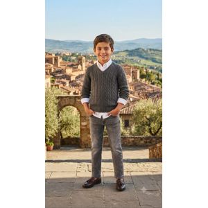 بنطلون جينز أولادي كاجوال بقصة ضيقة مريحة (Slim Fit) مع خصر قابل للتعديل وجيوب متعددة للأطفال والناشئين للارتداء اليومي والمدرسة (رمادي مغسول)