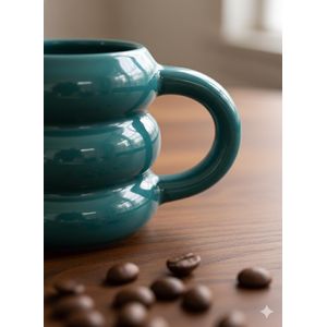 كوب قهوة سيراميك فاخر بتصميم هندسي عصري - 60 مل - كوب اسبريسو صغير لمحبي القهوة التركية والإيطالية - امن للاستخدام في الميكروويف وغسالة الصحون