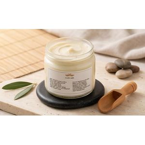 African shea butter for complete hydration, renewal, and skin repair. Suitable for dry and sensitive skin. 100% natural and raw.