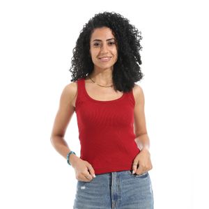 Red Circle بادى حريمى دربى كت - احمر غامق