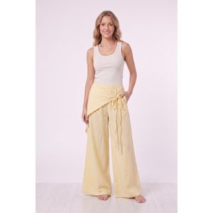 Forever 21 High-Waist Linen Wide-Leg Wrap Pants with Side Tie Closure