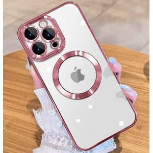 Plated-Edge Protective Case for iPhone 12 Pro 6.1-Inch with Built-in, Supports wireless charging, Camera protection, Scratch-resistant surface - Pink