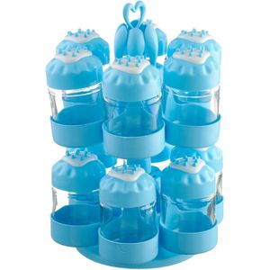 Agfa طقم توابل زجاجي من  مع حامل بلاستيكي، 30 * 22 سم، 12 قطعة - أزرق وأبيض