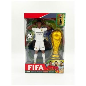Professional football player figurine with championship trophy 