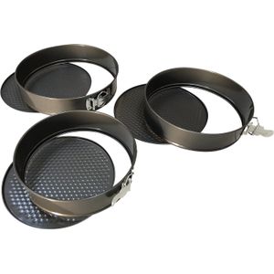 مجموعة صينية كيك من كليك اند بيك (24/26/28) سم، صينية كيك بقاعدة قابلة للفصل غير لاصقة من 3 قطع للمطبخ المنزلي، صواني خبز/صينية تشيز كيك بقاعدة قابلة للإزالة للكريسماس/الزفاف/أعياد الميلاد