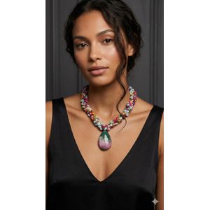 Handmade  Colorful Natural Stones & Agate Pendant - Premium Fashion Accessories