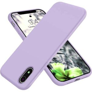غطاء خلفي مقاوم للصدمات مصنوع من السيليكون الناعم والمطاط الهلامي لهاتف iPhone XR، بلمسة نهائية غير لامعة وبطانة داخلية من القماش مع حماية للكاميرا (لون الخزامى).