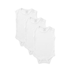 Cottonil Cottonil Pack of 3 Sleeveless Cut 100% Cotton Bodysuit for Baby (White)