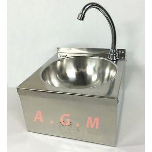 AGM Stainless Steel Wall Mounted Knee-Operated Sink