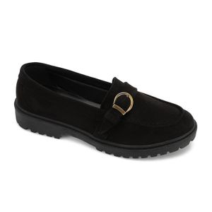 Mr Joe Women's Buckle Strap Chunky Loafers - Black