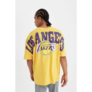 Defacto Man Crew Neck Oversize Fit Short Sleeve T-Shirt - Yellow