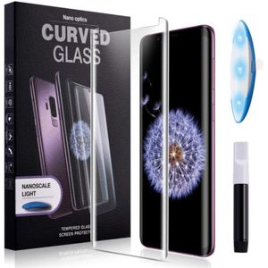 واقي شاشة، متوافق مع Samsung S21 Ultra Nano UV Tempered Glass Full Glue، من زجاج - شفاف
