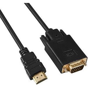 HDMI to VGA Cable with Converter, Resolution Full HD 1080p 60Hz, Gold-Plated Connectors, 2M - Black