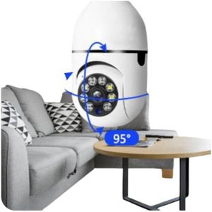 Wireless Smart LED Security Camera, 1080p E27 Installation, 64GB Memory, Night Vision, 2-Way Audio, IP66 Waterproof, Motion Tracking, WiFi