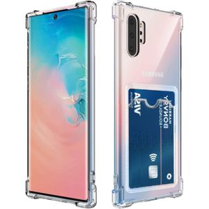  جراب حماية شفاف بتصميم محفظة لموبايل سامسونج جالكسي نوت 10 بلس حافظة رفيعة البولي يوريثين الحراري الناعم المقاوم للصدمات مع حامل كروت لطيف 