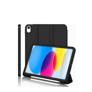 جراب متوافق مع جهاز iPad (A16) الجيل الحادي عشر 2025/10.9 بوصة مع حامل قلم، غطاء ذكي ثلاثي الطي مصنوع من مادة TPU ناعمة، خاصية التشغيل/الإيقاف التلقائي، أسود