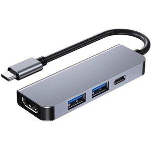 OuYu  موزع كيه اكس  نوع سي 4 في 1 (HDMI 4K - USB 3.0 - USB 3.0 - شاحن بي دي نوع سي)- رمادي 