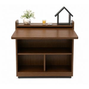 Smart Design Foldable Wall Mounted Wooden Desk – Natural Wood Finish – Space Saving