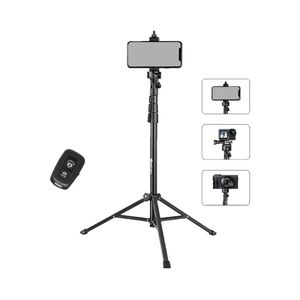 PLOKAMA PK-996 Adjustable Tripod Stand for Smartphones and Cameras with Remote Control, Lightweight Multi-Purpose Tripod for Professional Photography, Live Streaming, Black, Includes Carry Bag
