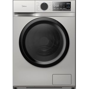 Midea غسالة من ميديا موديل MFN09W80B/S للتحميل الأمامي بسعة 8 كيلوجرام باللون الفضي مع بخار ومحرك إنفرتر وشاشة LED وتنظيف الحلة