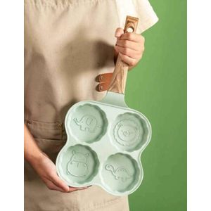Multi-Eye Round Cooking Pan with Natural Non-Stick Coating  Heavy Flow Egg Pancake Pan with Heat Insulation Handle