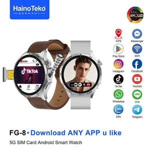 Haino Teko  FG-8 5G Android Smart Watch ساعة ذكية بنظام Android، شاشة AMOLED 2.02 بوصة، شريحة 4G، Wi-Fi، Google Play، كاميرا جانبية 8MP، ذاكرة 64GB، رام 4GB، GPS، مقاومة للماء IP67 - فضي