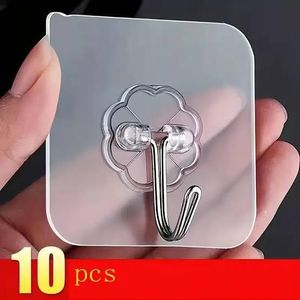 خطافات حائط لاصقة من بابابيك مكونة من 10 قطعة، خطاف سميك شديد التحمل ذاتي اللصق، حمولة قصوى 15 كغم، شفاف، مقاوم للماء، الحمام، الخارج، المطبخ، الابواب