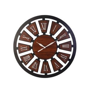 ساعة حائط دائرية حديثة مصنوعة من الخشب، 40 سم بأرقام رومانية