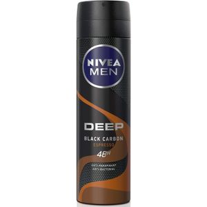 NIVEA بخاخ مانع للتعرق للرجال، ديب بلاك كربون مضاد للبكتيريا، برائحة إسبرسو، 150 مل