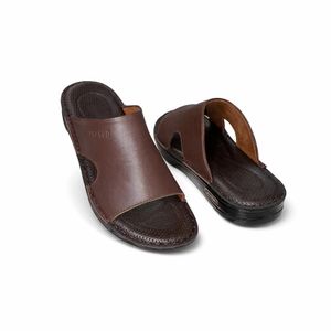 سليبر رجالى فلات جلد طبيعى 