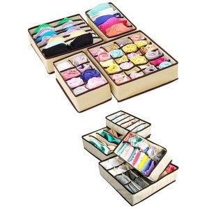 4Packs Sock Underwear Organizer Dividers, Cell Drawer Organizers Fabric Foldable Cabinet Closet Organizers and Storage Boxes for Storing Socks, Underwear, Ties