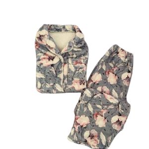 بيجامة بنطلون كاجوال شتوي حريمي مقاس خاص - لون رمادي