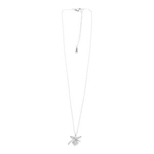 3Diamonds Stainless Steel Cute Bowknot Pendant Necklace Adjustable Size for Women, Silver TON-A-1383