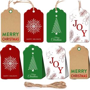 Marry Christmas Gift Tags, 48 pcs Elegant Kraft Tags with Rope for Holiday Personalizing Gift Wrapping