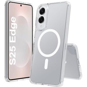 جراب شفاف من Tersely لهاتف Samsung Galaxy S25 Edge 5G (إصدار 2025)، غطاء مغناطيسي متوافق مع MagSafe، يتميز بظهر صلب وإطار ممتص للصدمات بتصميم نحيف، ويدعم الشحن اللاسلكي.