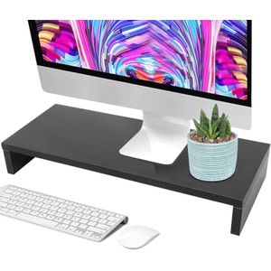 ikeoat Monitor Stand, Monitor Riser, PC Laptop TV Screen Riser, Wood Desk Stand for Laptop, Printer, PC, Save Space Desktop Orgaznier for Home and Office Use, Black