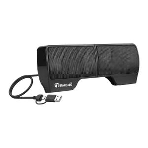 Standard Sonic-X سماعات كمبيوتر ستيريو USB بقوة 6 وات RMS، درايفرات مزدوجة 40 مم، 2 باس ديافرام، USB وType-C